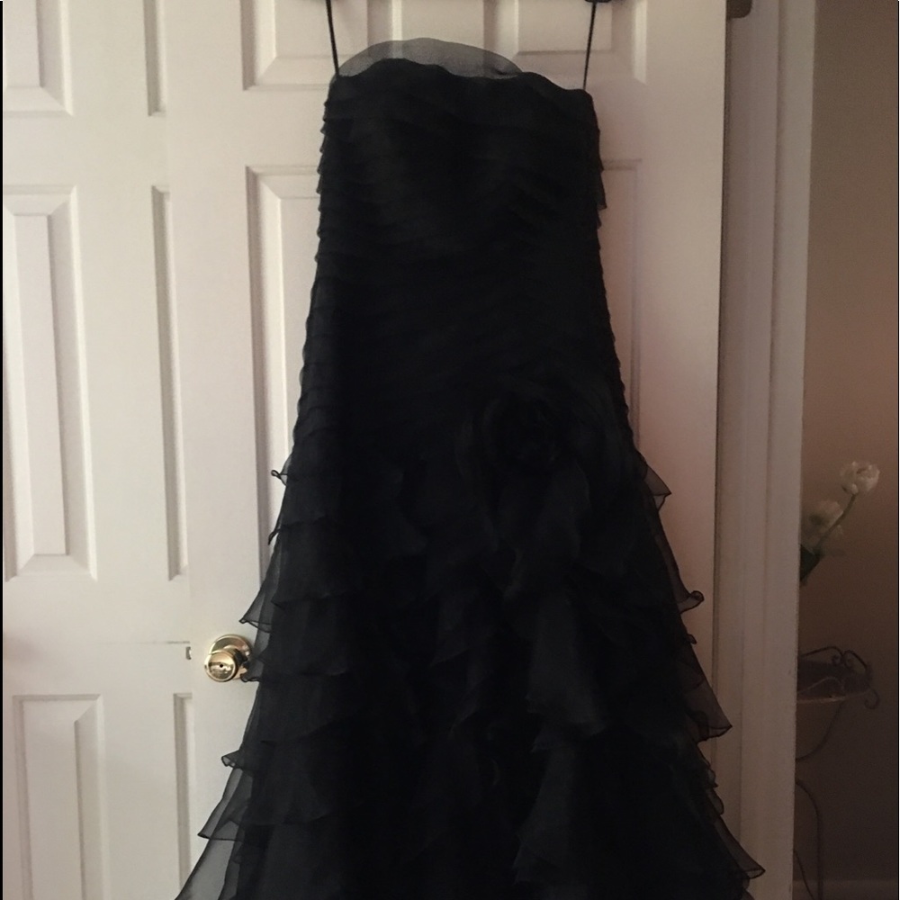 Black strapless ball gown